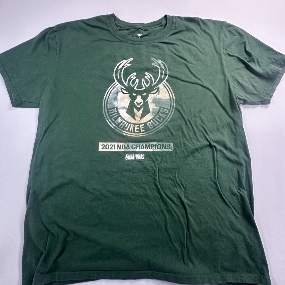 Fanatics Milwaukee Bucks 2021 NBA Champions Giannis Antetokounmpo Shirt XL Green